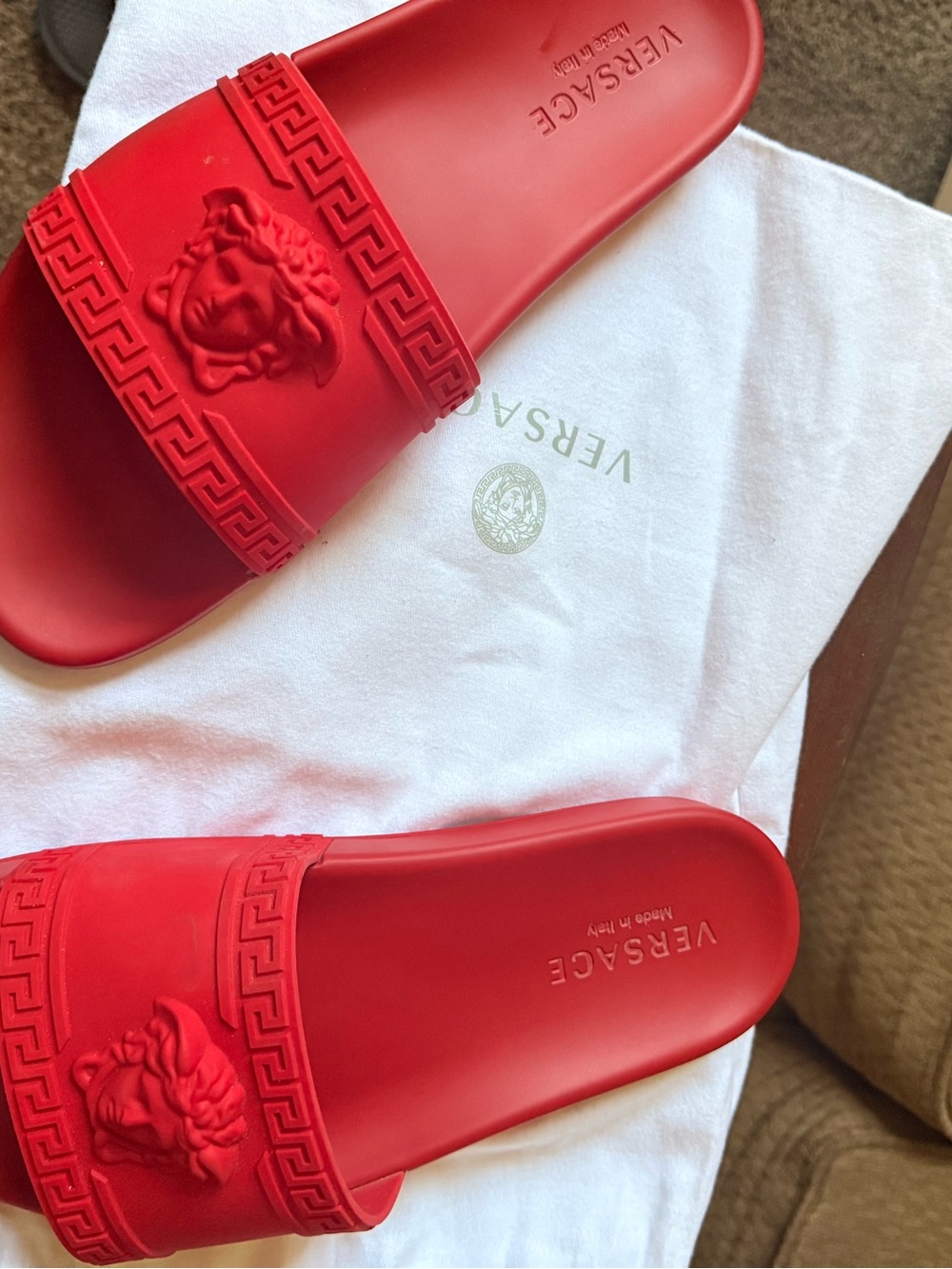 Red Versace poolside slides - Picture 2 of 3